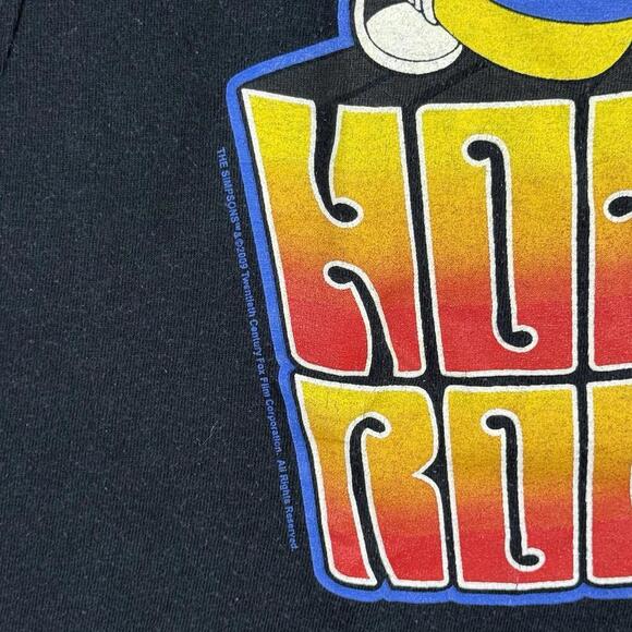 2009 The Simpsons Homer Rocks T-Shirt Black Flame Guitar Graphic Tee Size L Y2K - Picture 7 of 8